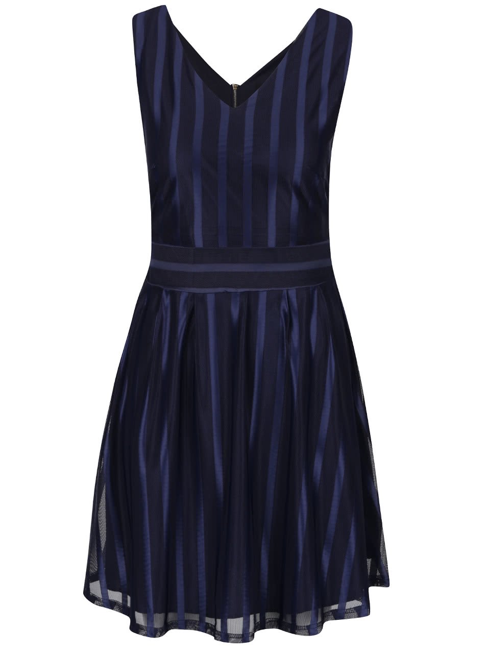 Tmavě modré lesklé pruhované šaty Mela London