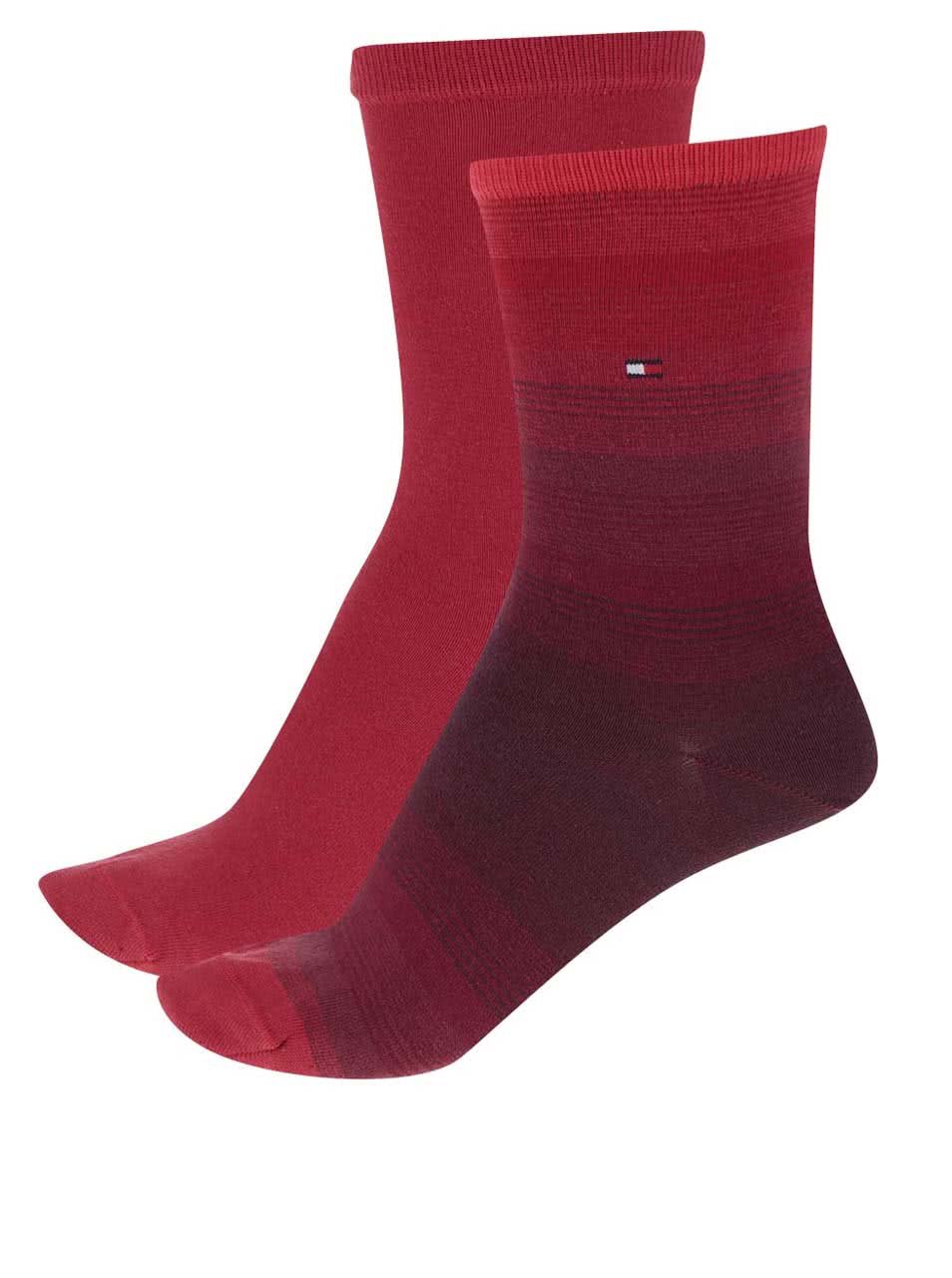 Sada dvou párů dámských ponožek v červené a vínové barvě Tommy Hilfiger