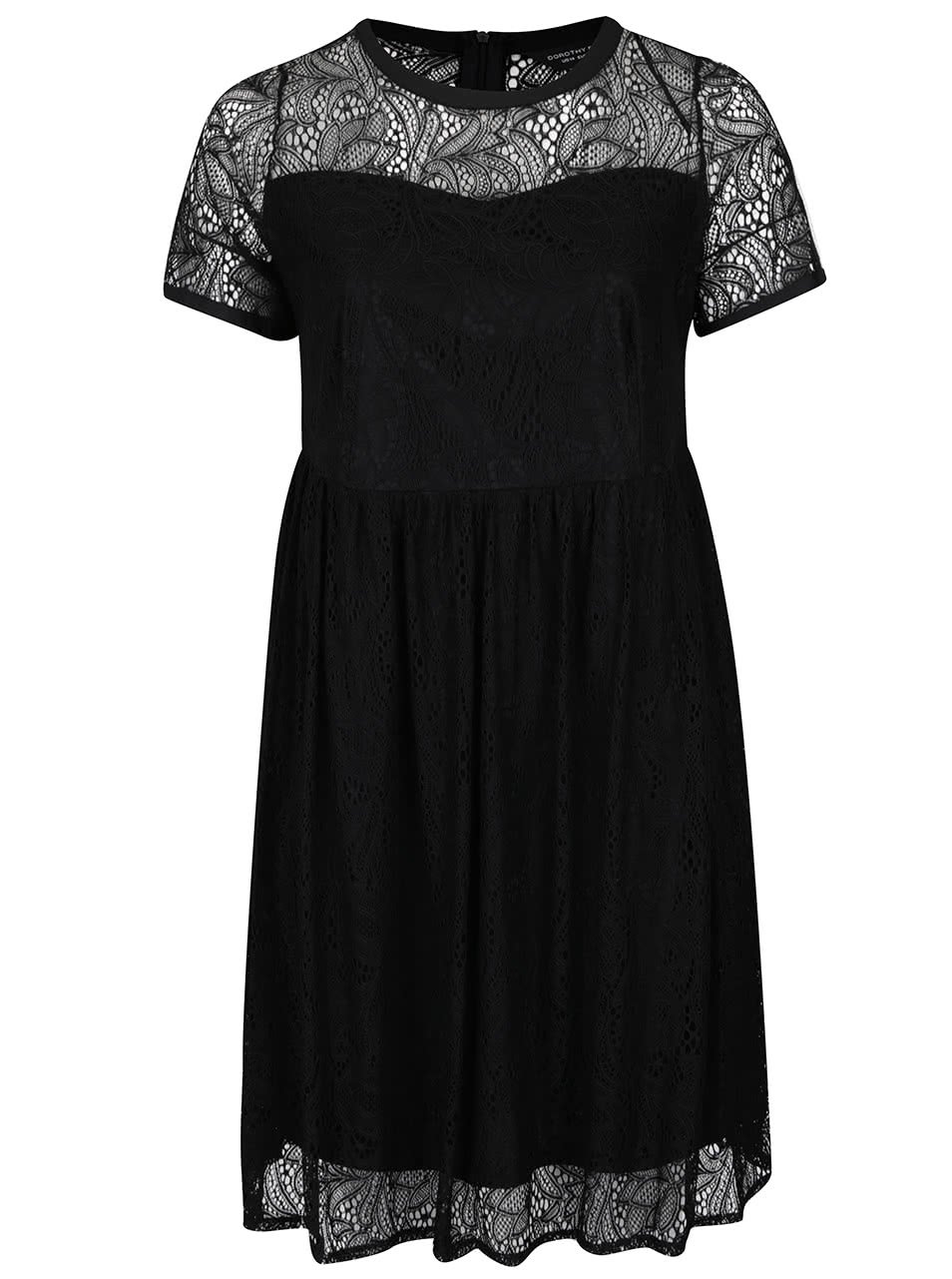 Černé krajkové šaty s krátkými rukávy Dorothy Perkins Curve