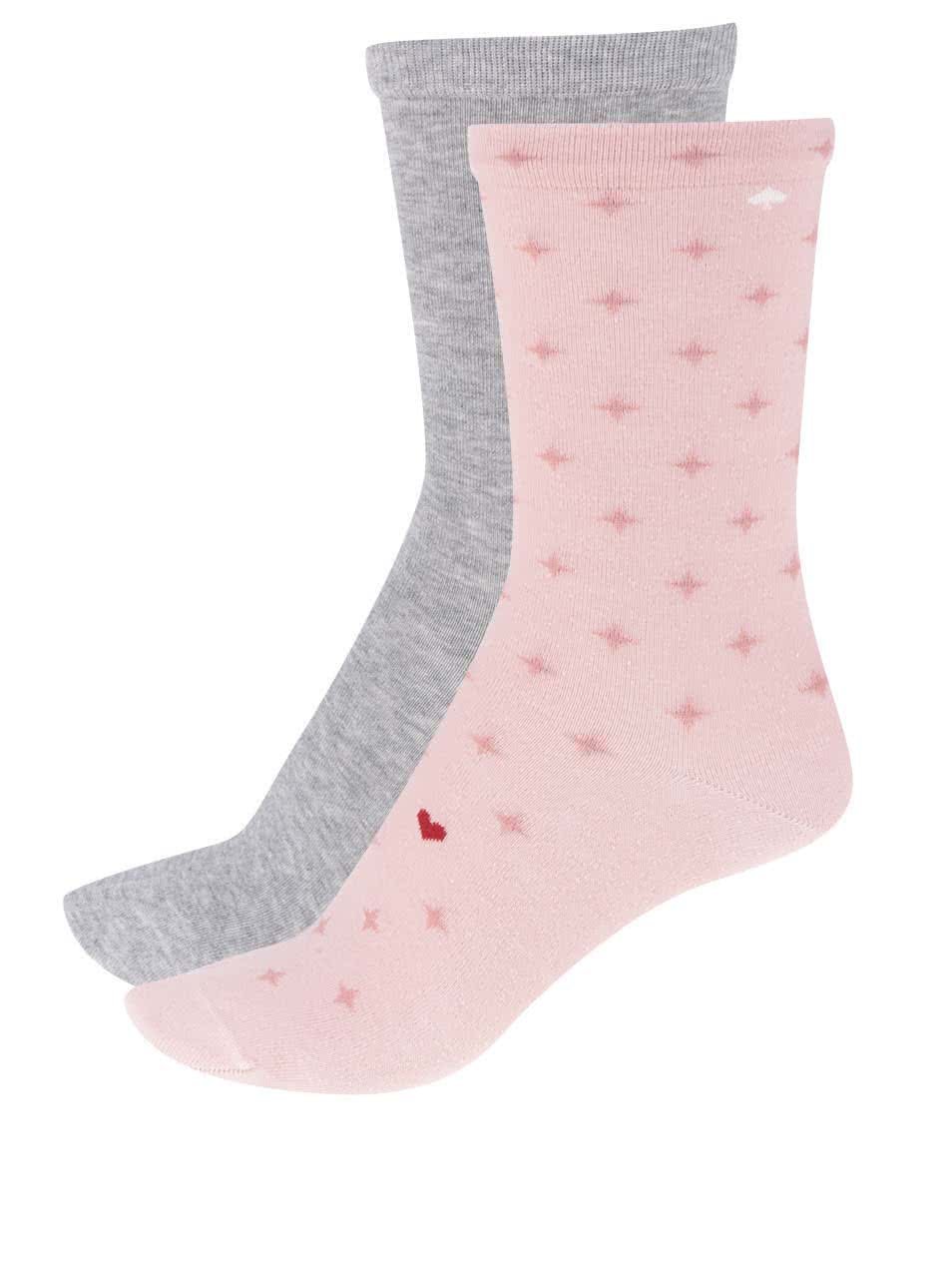 Sada dvou párů dámských ponožek v růžové a šedé barvě Tommy Hilfiger