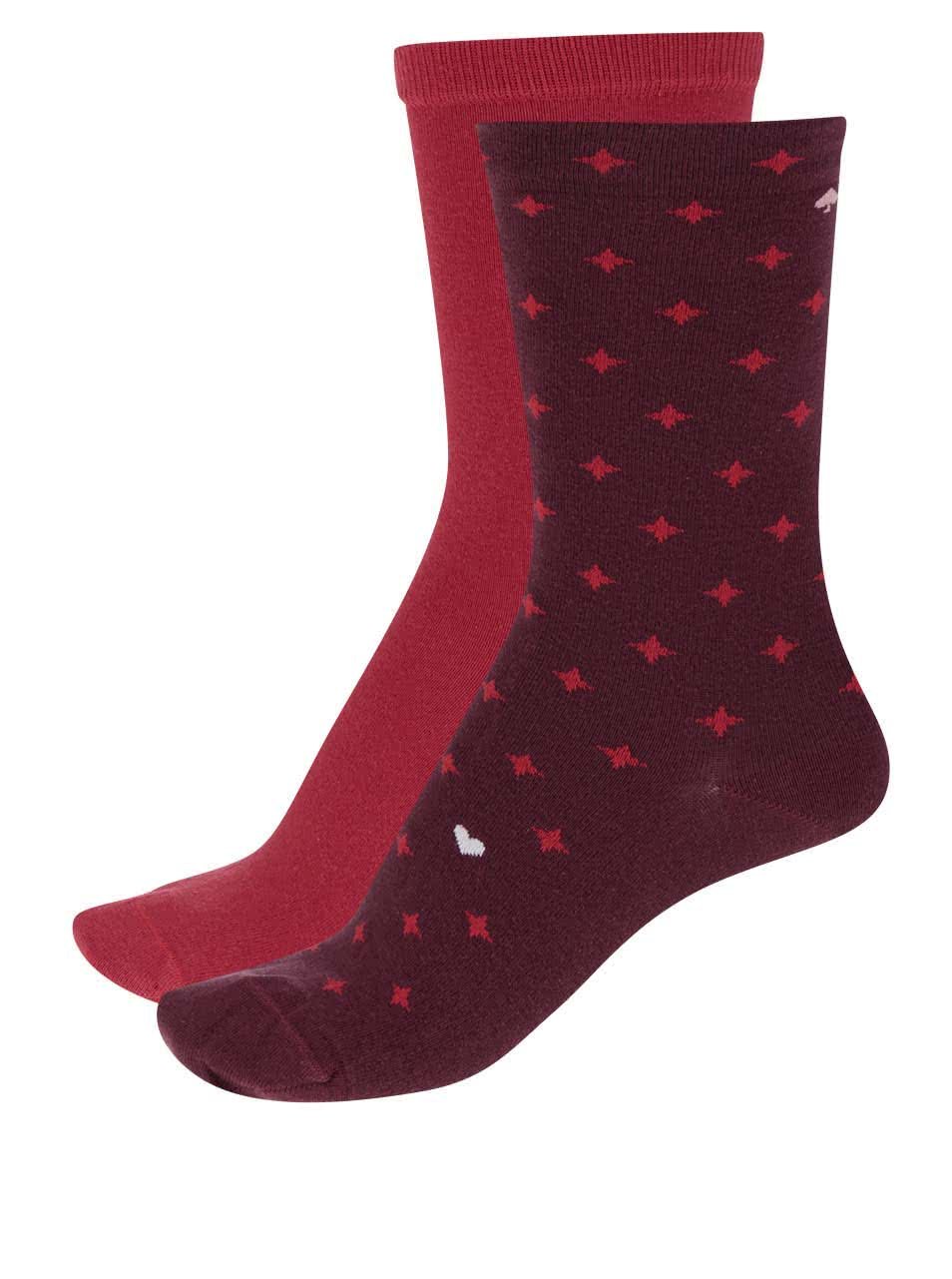 Sada dvou párů dámských ponožek v červené a vínové barvě Tommy Hilfiger