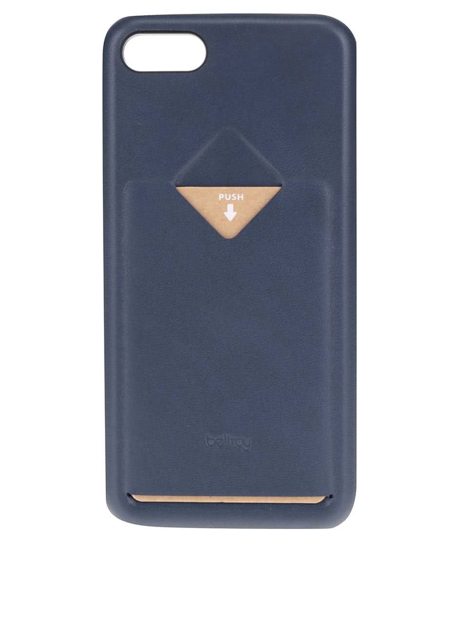 Tmavě modrý kožený kryt pro iPhone 7 s přihrádkou na platební kartu Bellroy