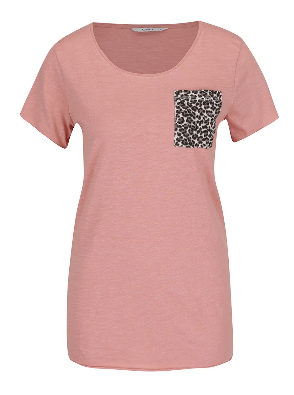 Světle růžové tričko s náprsní vzorovanou kapsou ONLY Easy