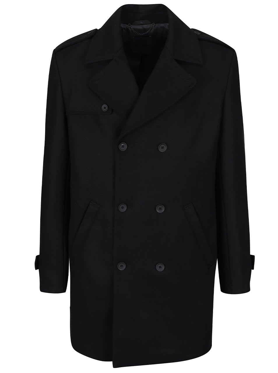 Černý vlněný kabát Bertoni