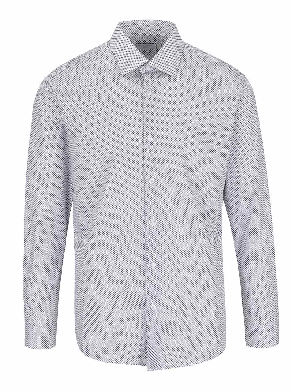 Bílá slim fit košile s šedým vzorem Selected Homme Donepen Timper
