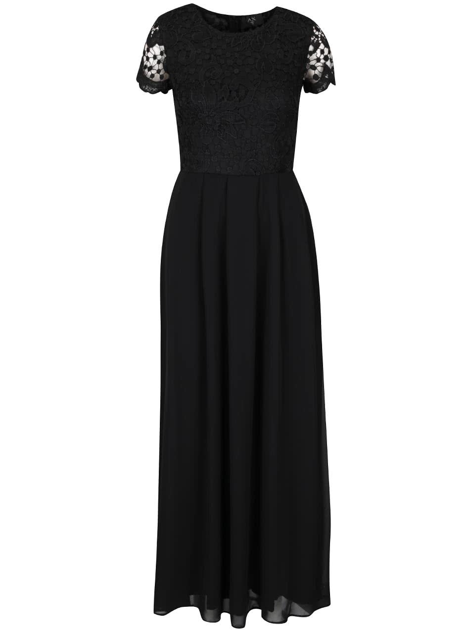 Černé dlouhé večerní šaty s krajkovým topem AX Paris