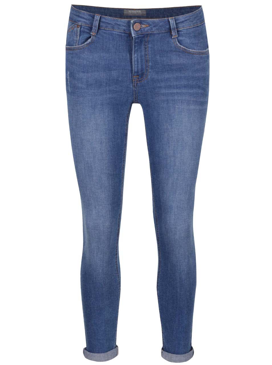 Modré džíny s vyšisovaným efektem Dorothy Perkins