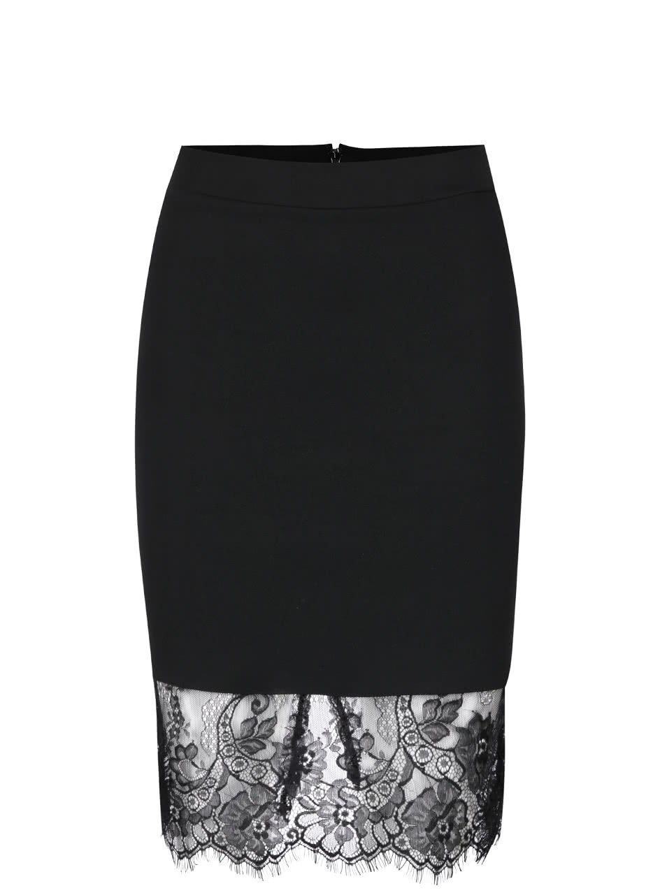 Černá sukně s průsvitným krajkovým detailem Miss Selfridge
