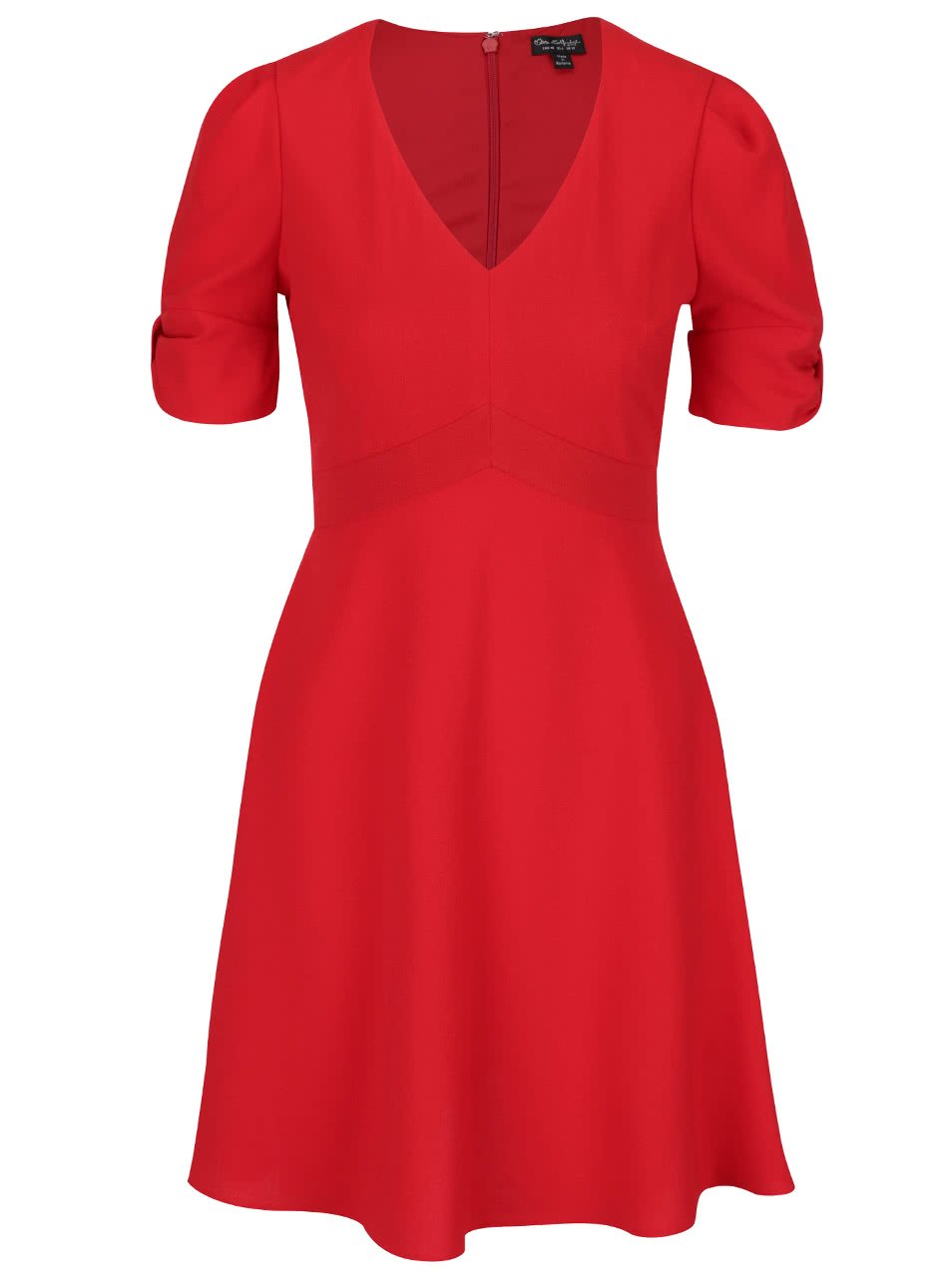Červené šaty s nařasenými rukávy Miss Selfridge