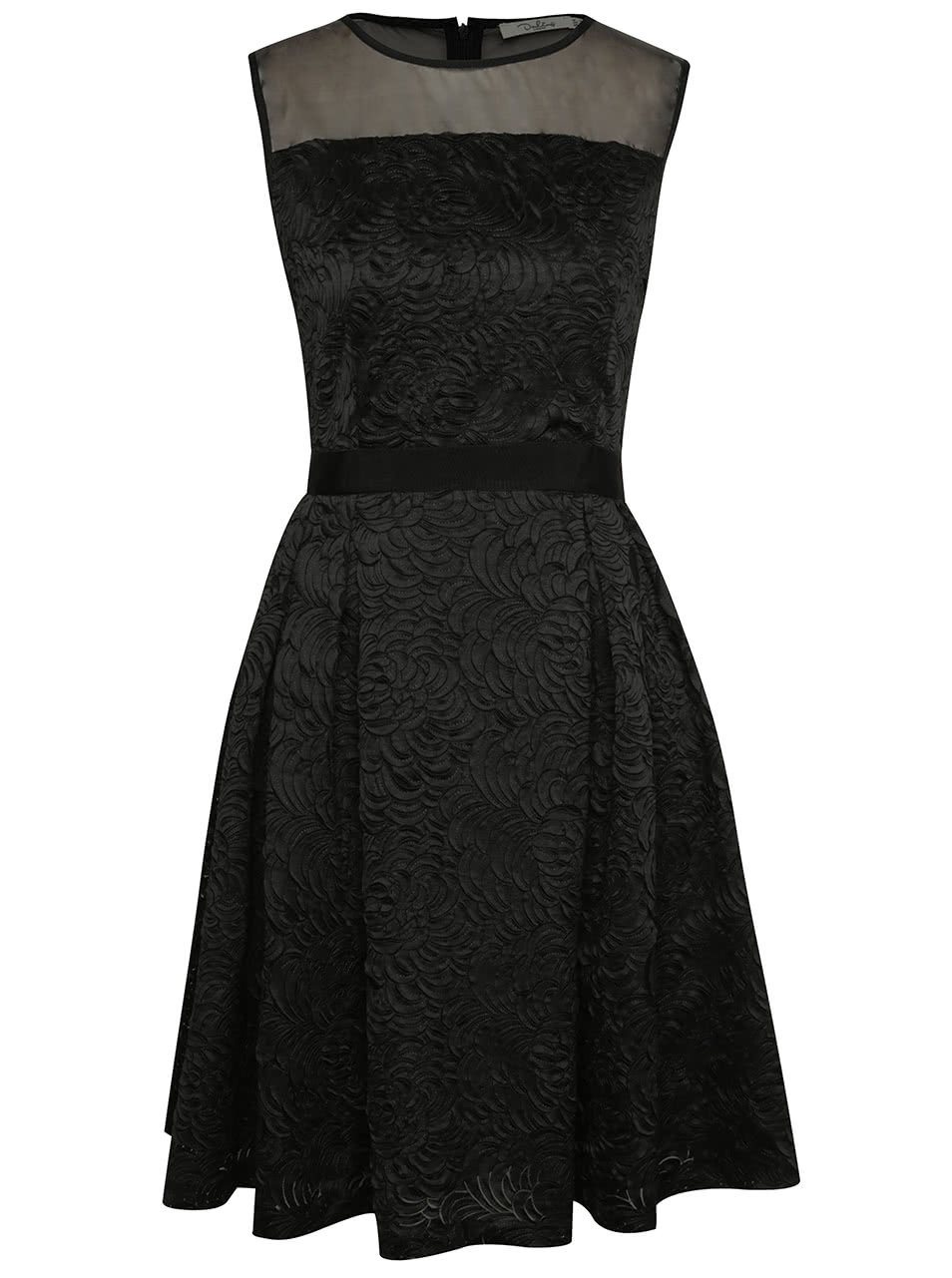 Černé vzorované šaty s průsvitnou horní částí Darling Claris