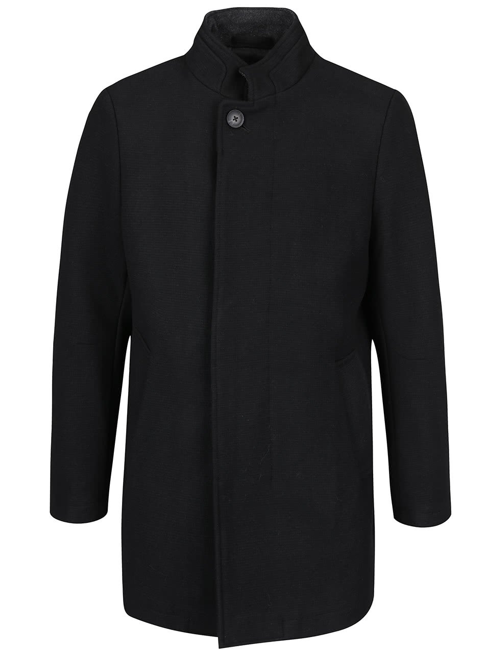 Černý vlněný kabát Burton Menswear London