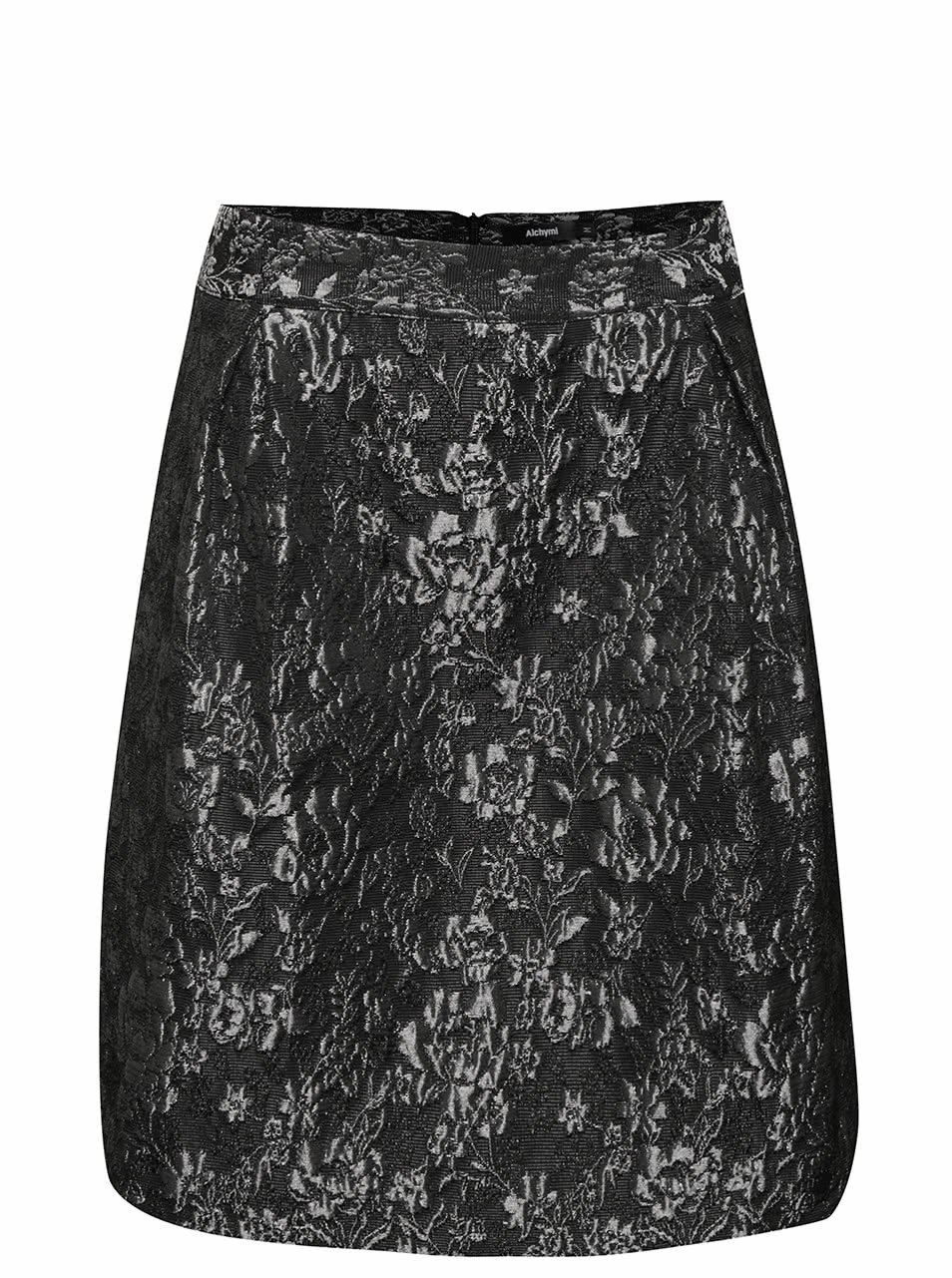 Šedo-černá sukně s lesklou výšivkou květin Alchymi Inna