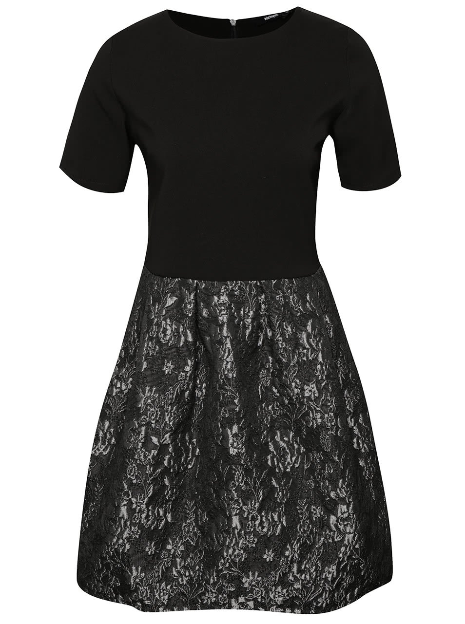 Šedo-černé šaty s lesklou výšivkou květin Alchymi Tyna