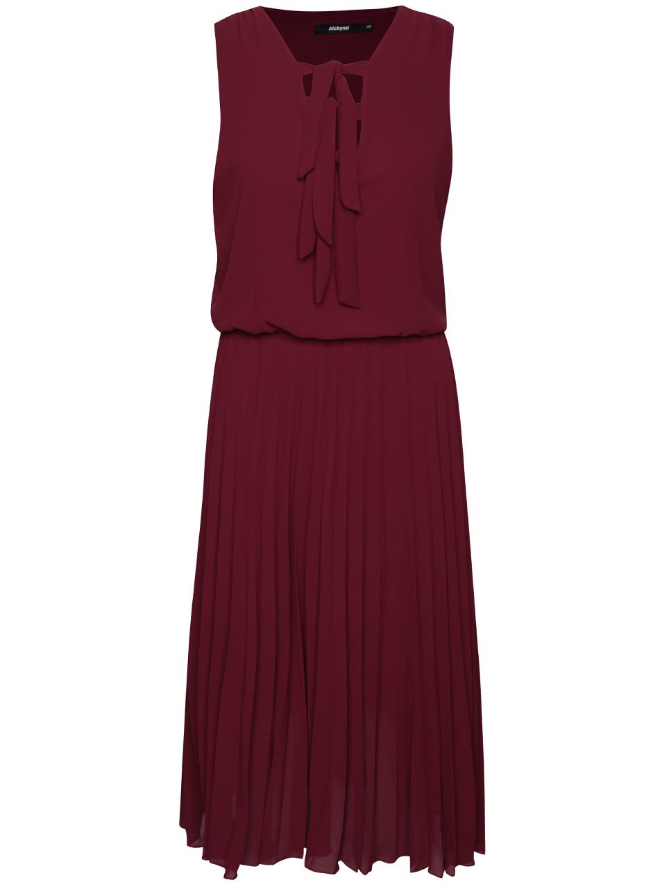 Vínové šaty s plisovanou sukní Alchymi Lavonne