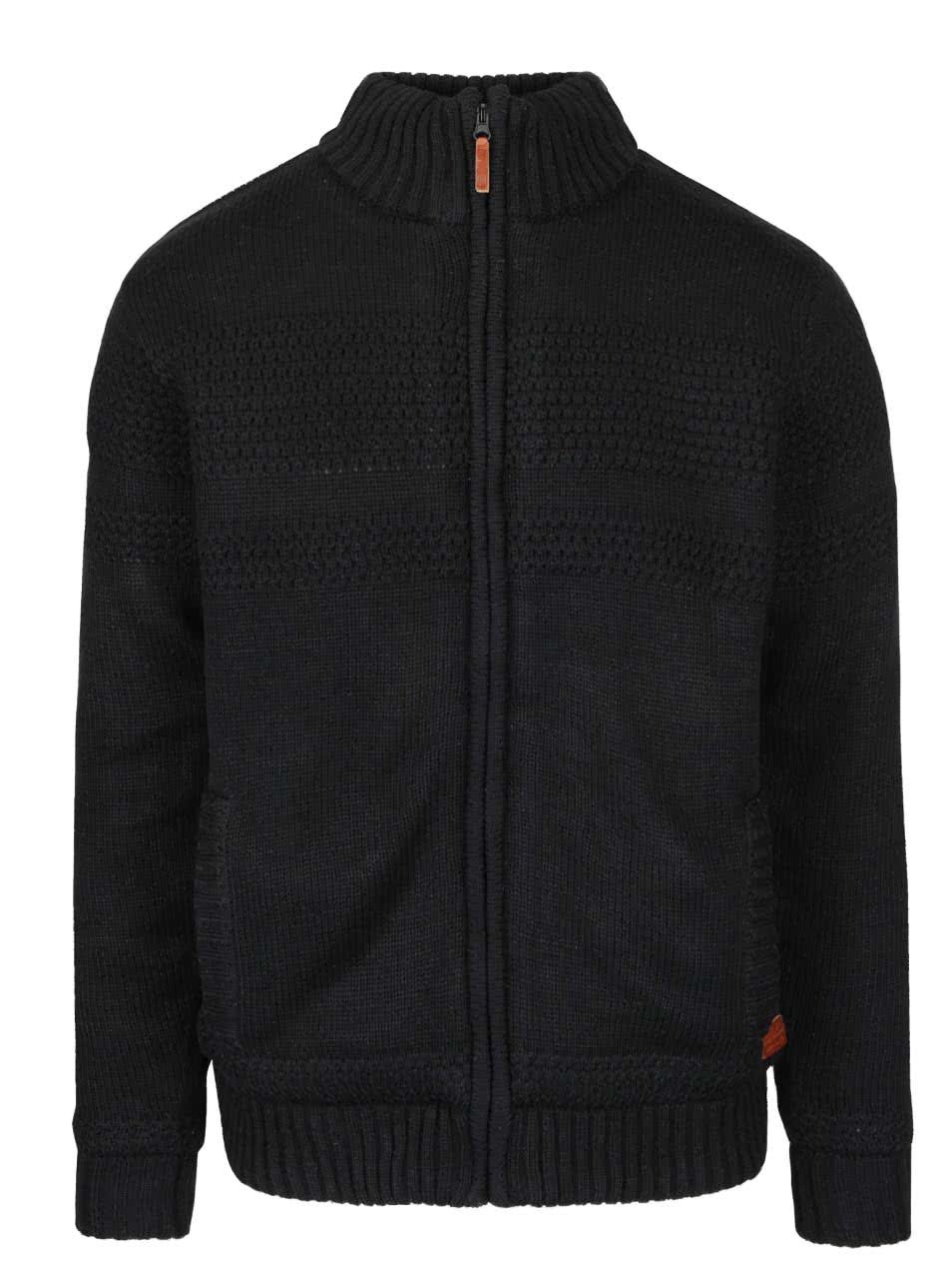 Černý svetr na zip s podšívkou z umělé kožešiny Blend