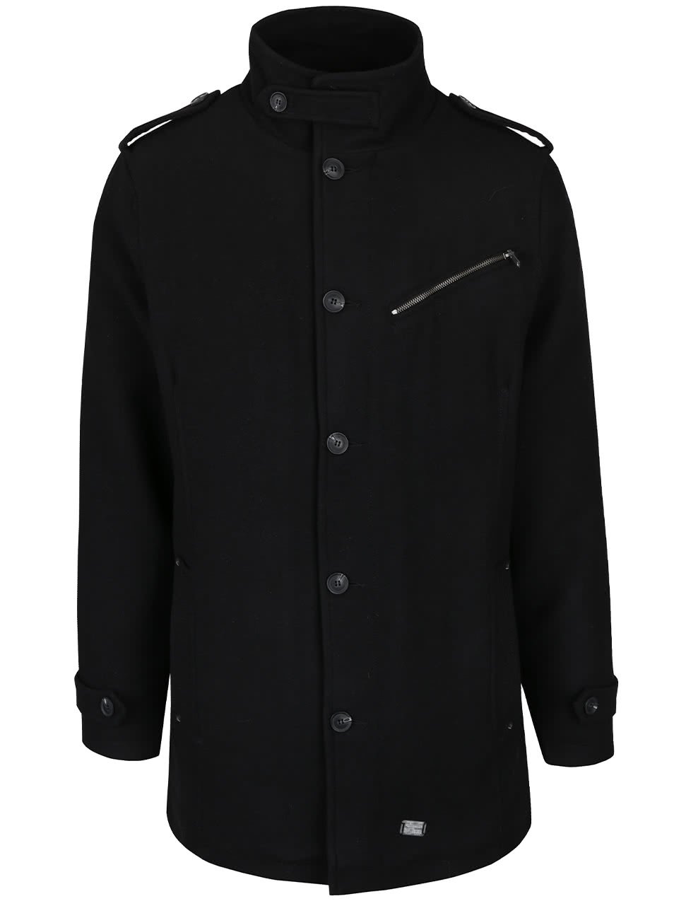 Černý kabát s vysokým límcem Blend
