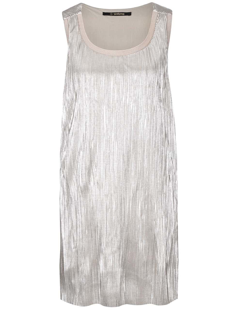 Plisované šaty ve stříbrné barvě Desigual Maribel