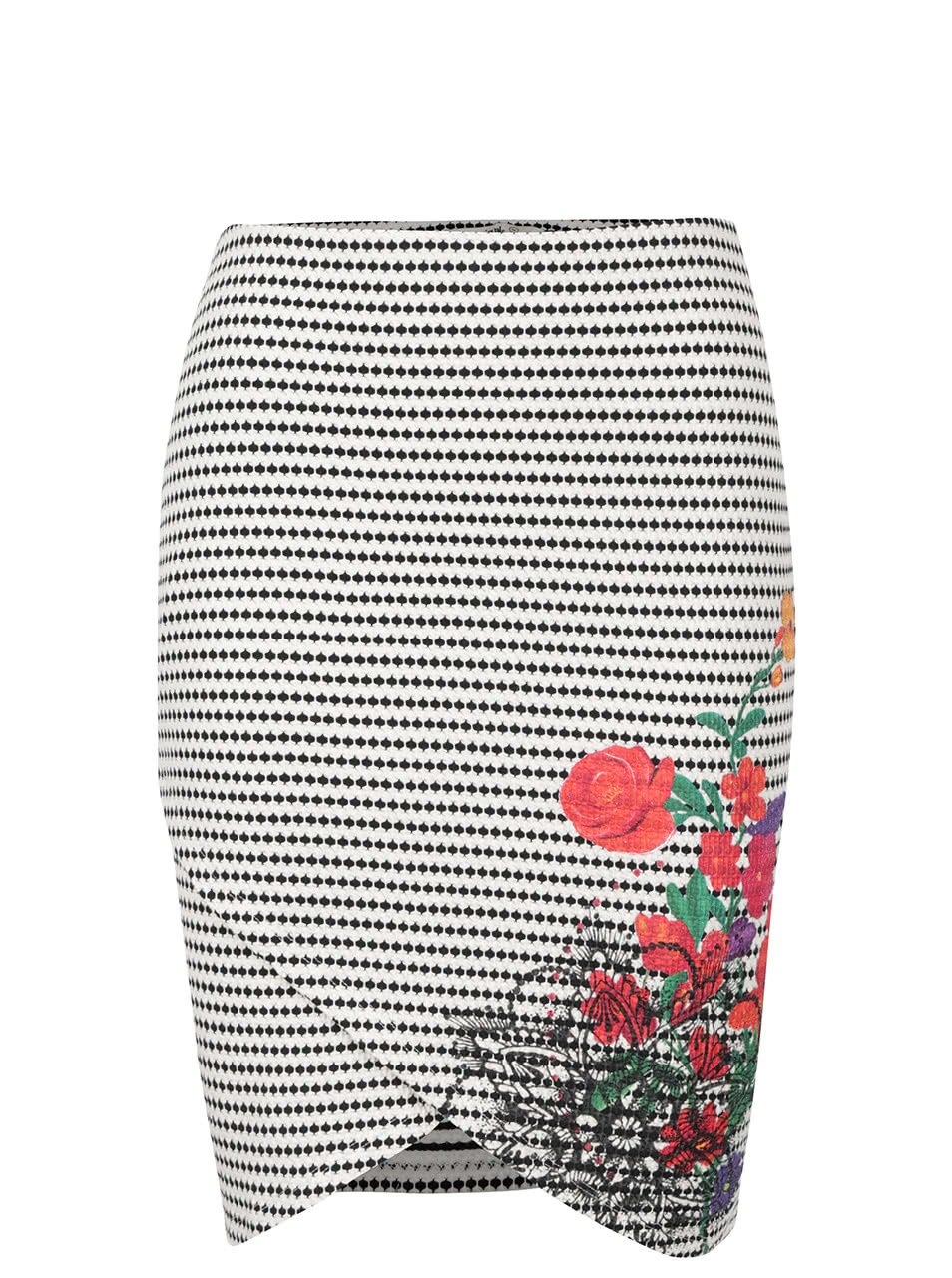 Krémovo-černá sukně s barevnými květy Desigual Xenia