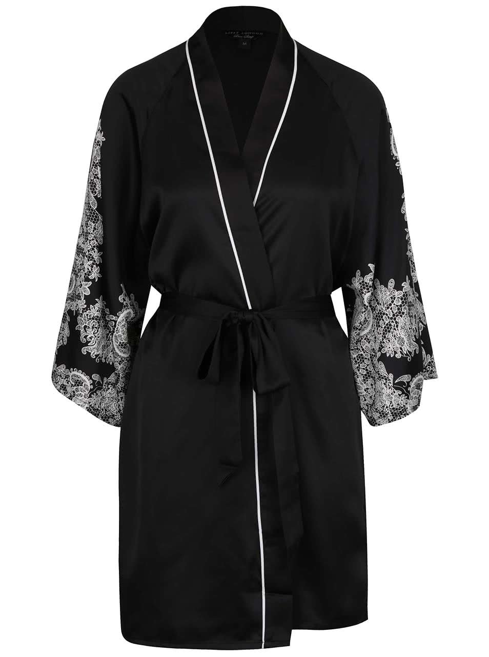 Černo-bílé kimono s potiskem krajky Lipsy