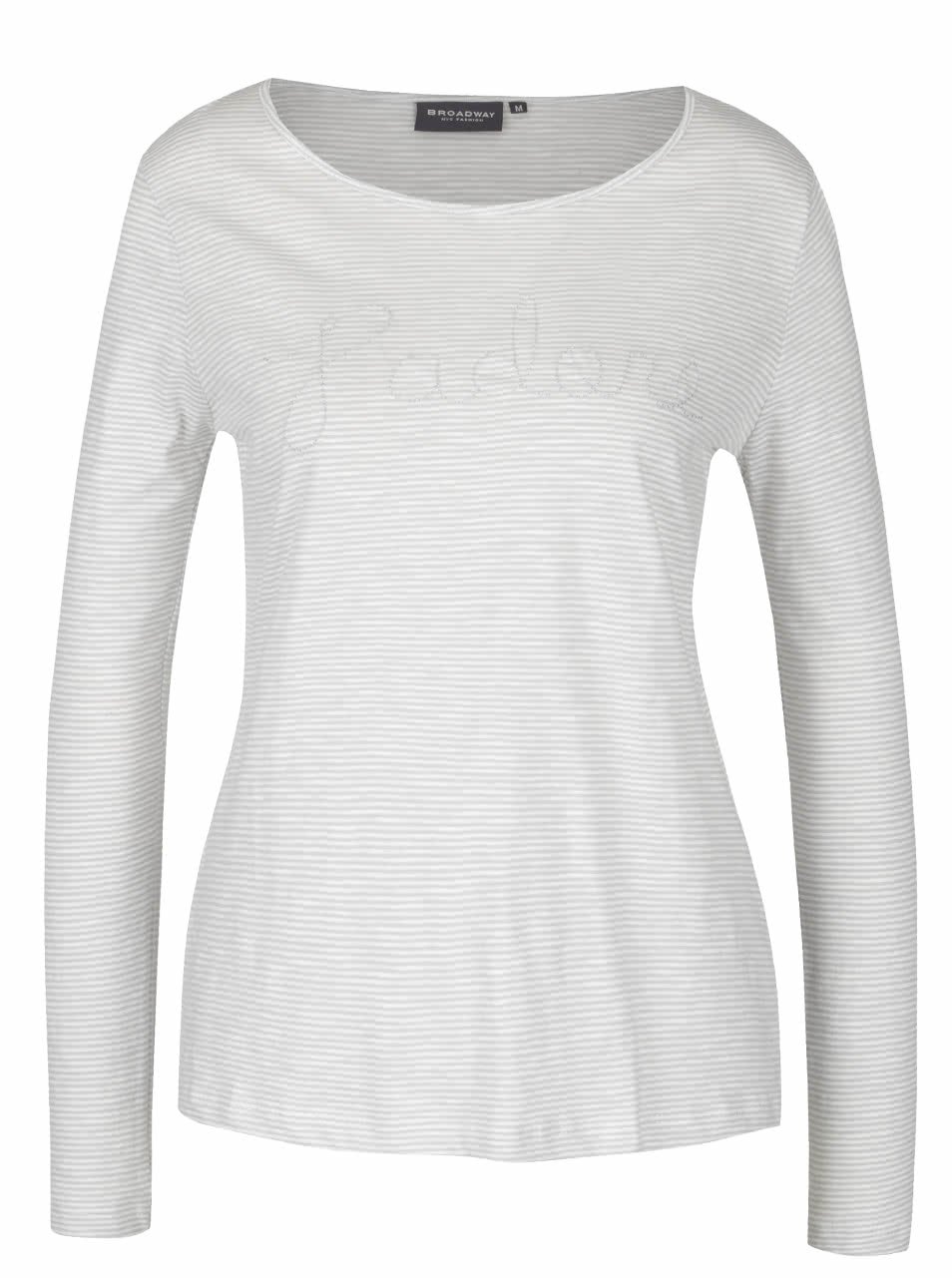 Krémovo-šedé dámské pruhované tričko s dlouhým rukávem Broadway Betty