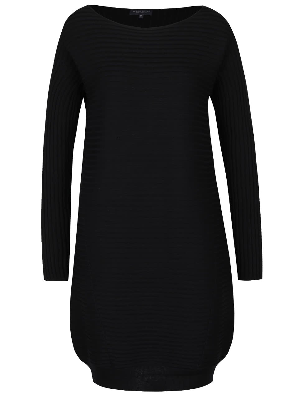 Černé volnější svetrové žebrované šaty Broadway Vena