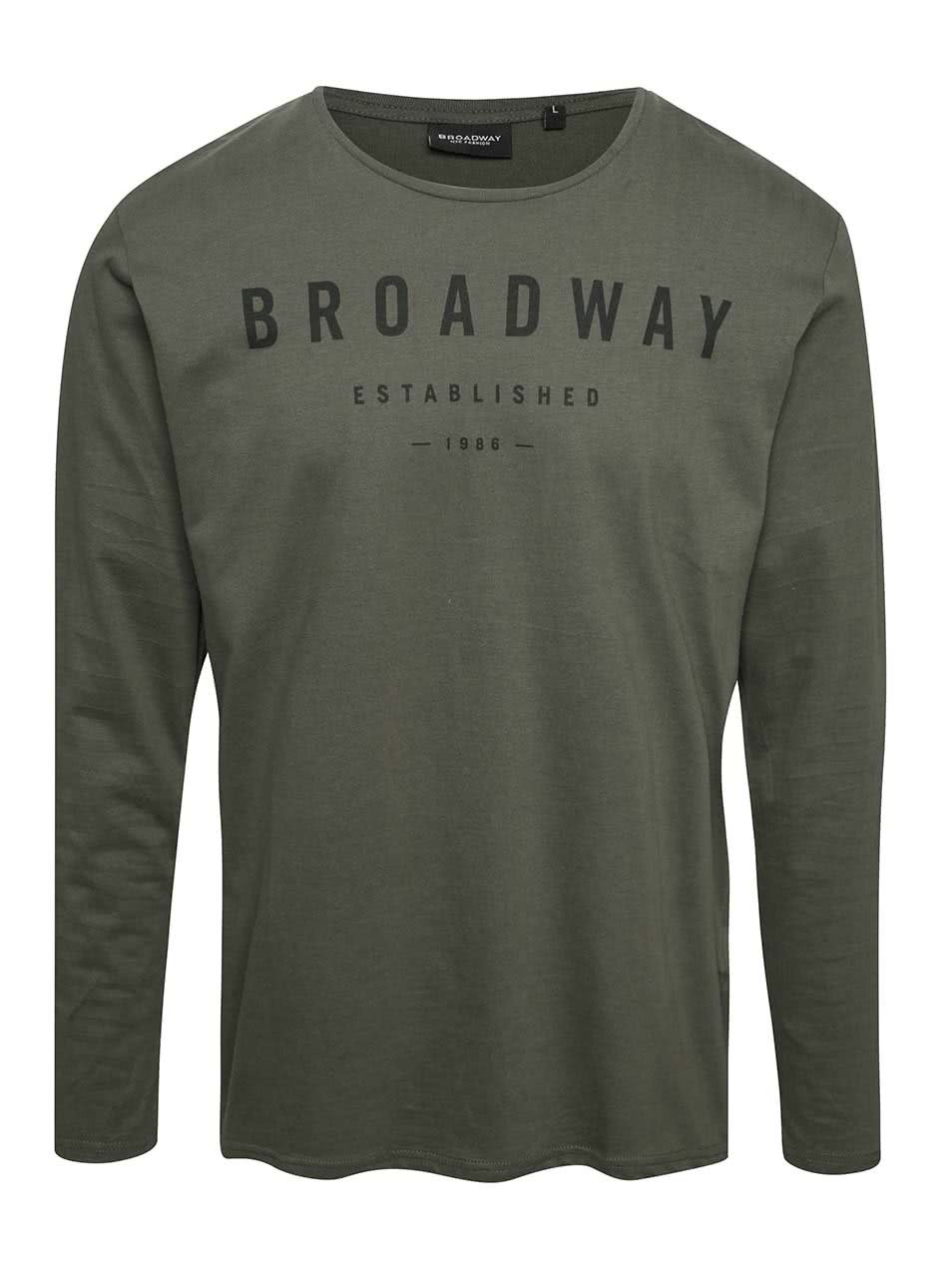 Zelené pánské triko s dlouhým rukávem Broadway