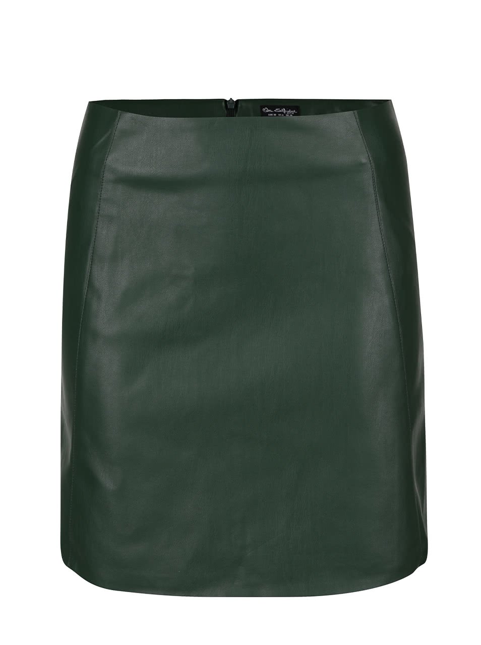Tmavě zelená koženková sukně Miss Selfridge