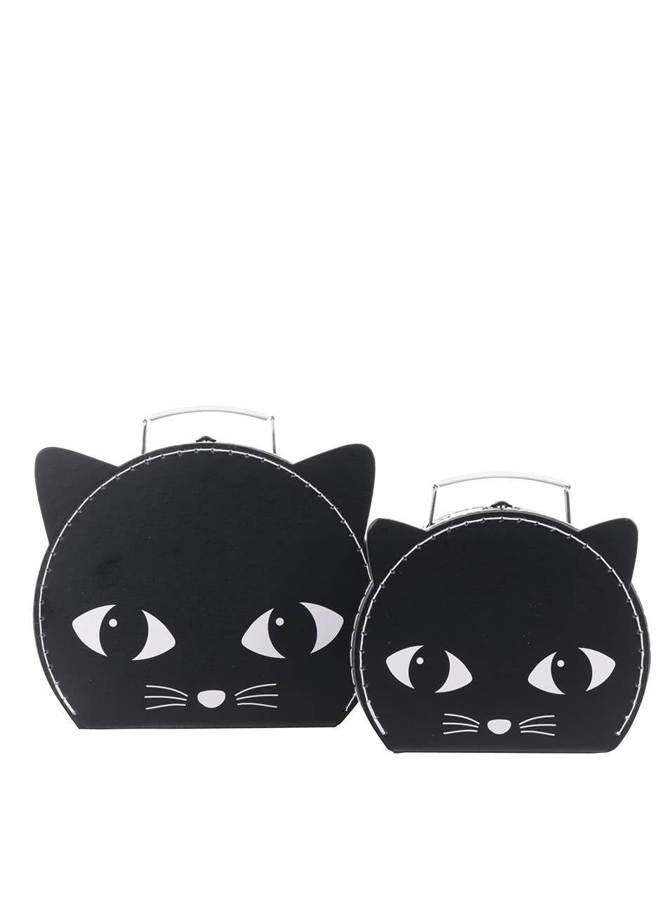 Sada dvou černých kufříků ve tvaru kočky Sass & Belle