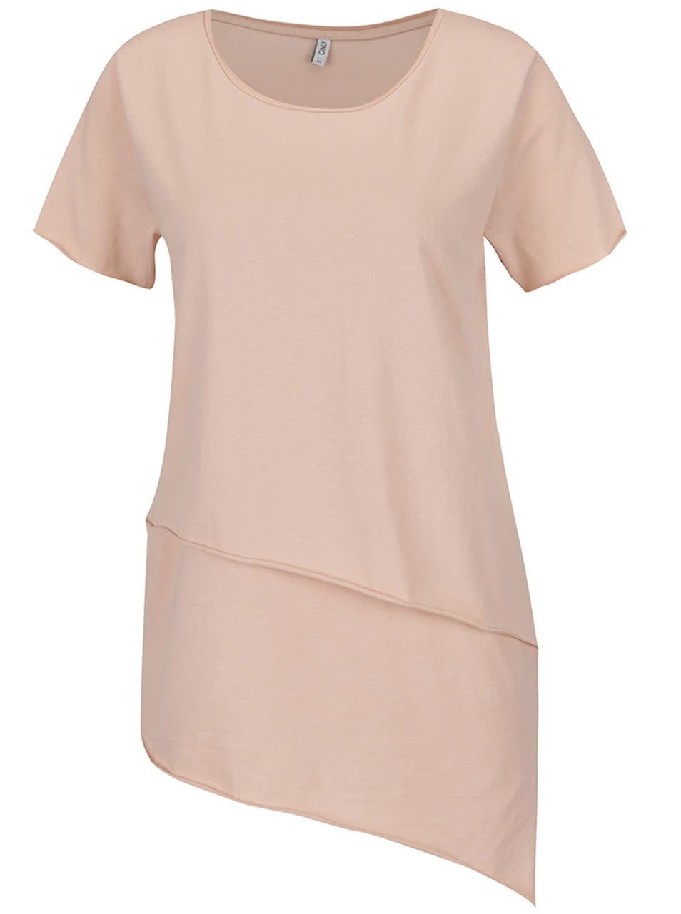 Světle růžové asymetrické tričko s krátkým rukávem ONLY Mitte