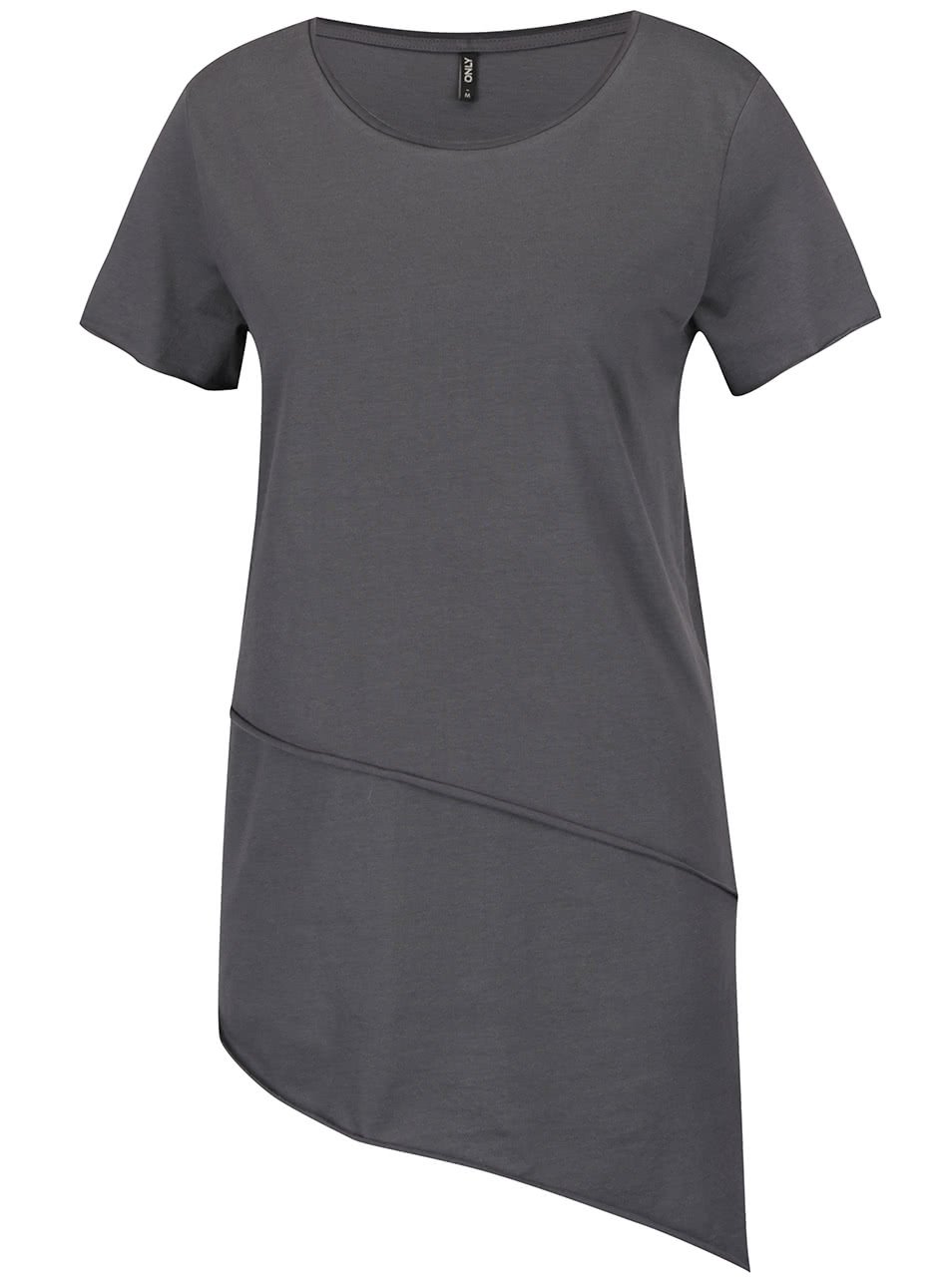 Tmavě šedé asymetrické tričko s krátkým rukávem ONLY Mitte