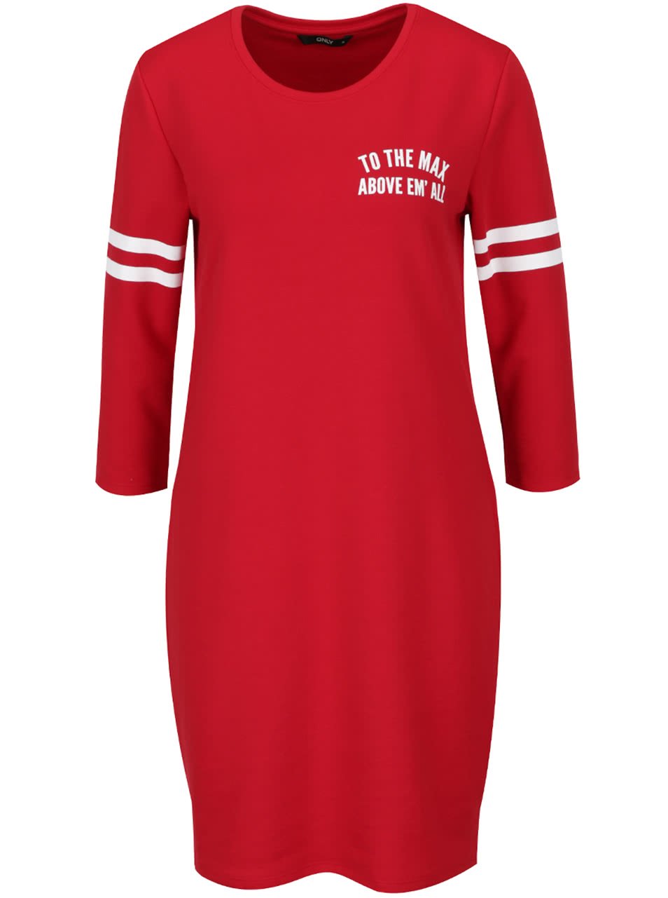 Červené mikinové šaty s potiskem ONLY Naja