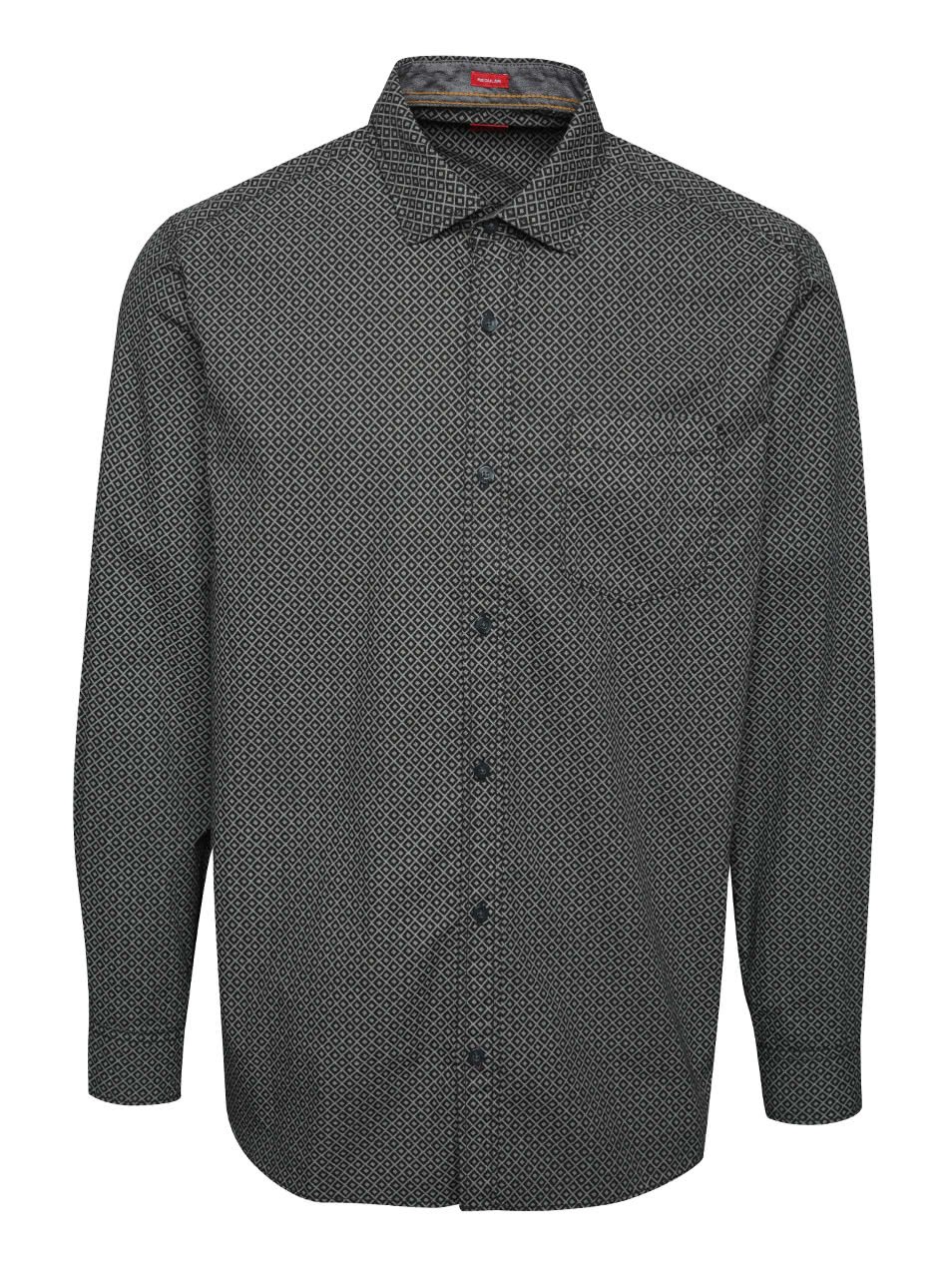 Šedo-černá pánská vzorovaná košile s.Oliver
