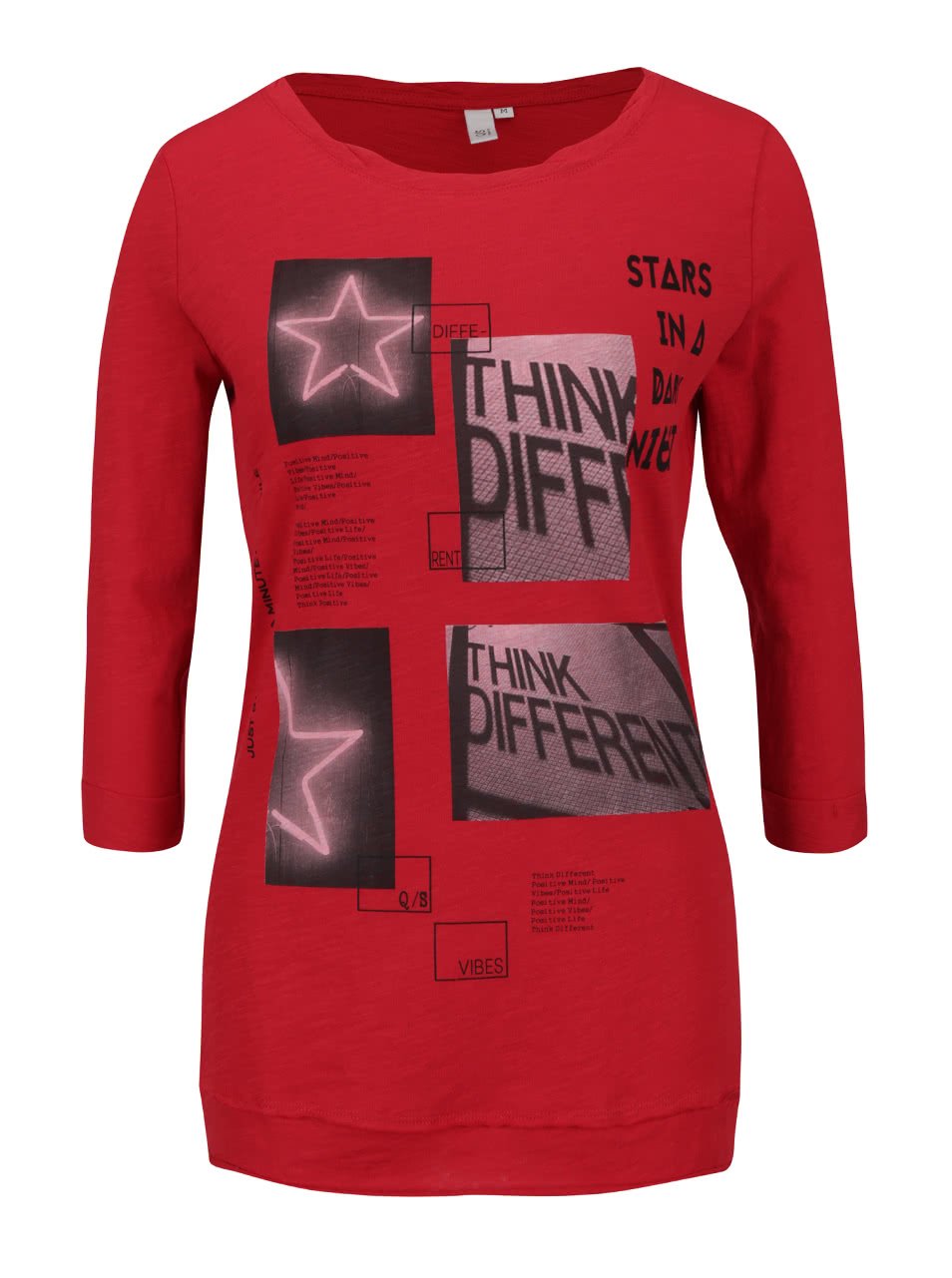 Červené dámské tričko s potiskem a 3/4 rukávy QS by s. Oliver