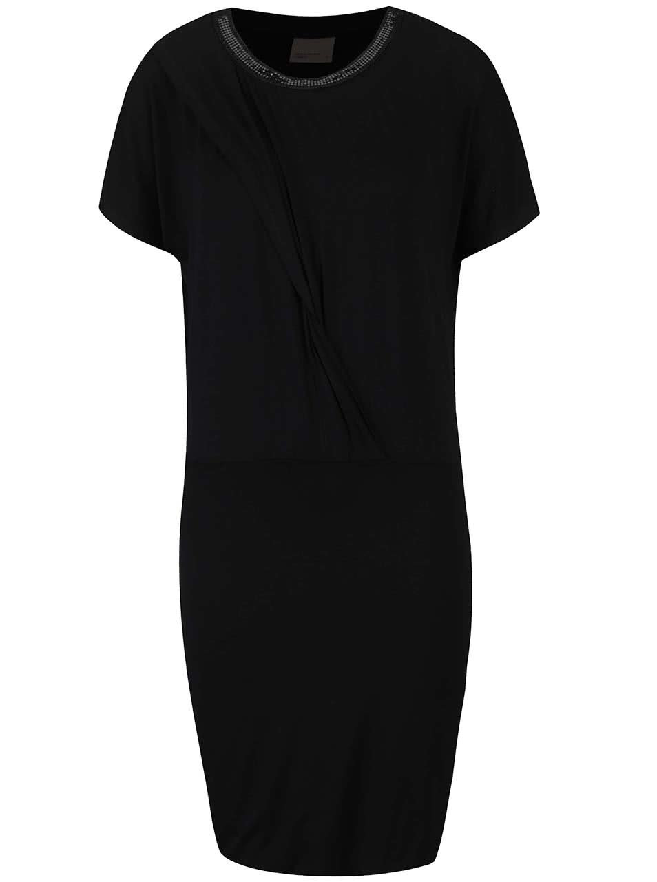 Černé šaty š překládaným topem a ozdobným detailem Vero Moda Jany