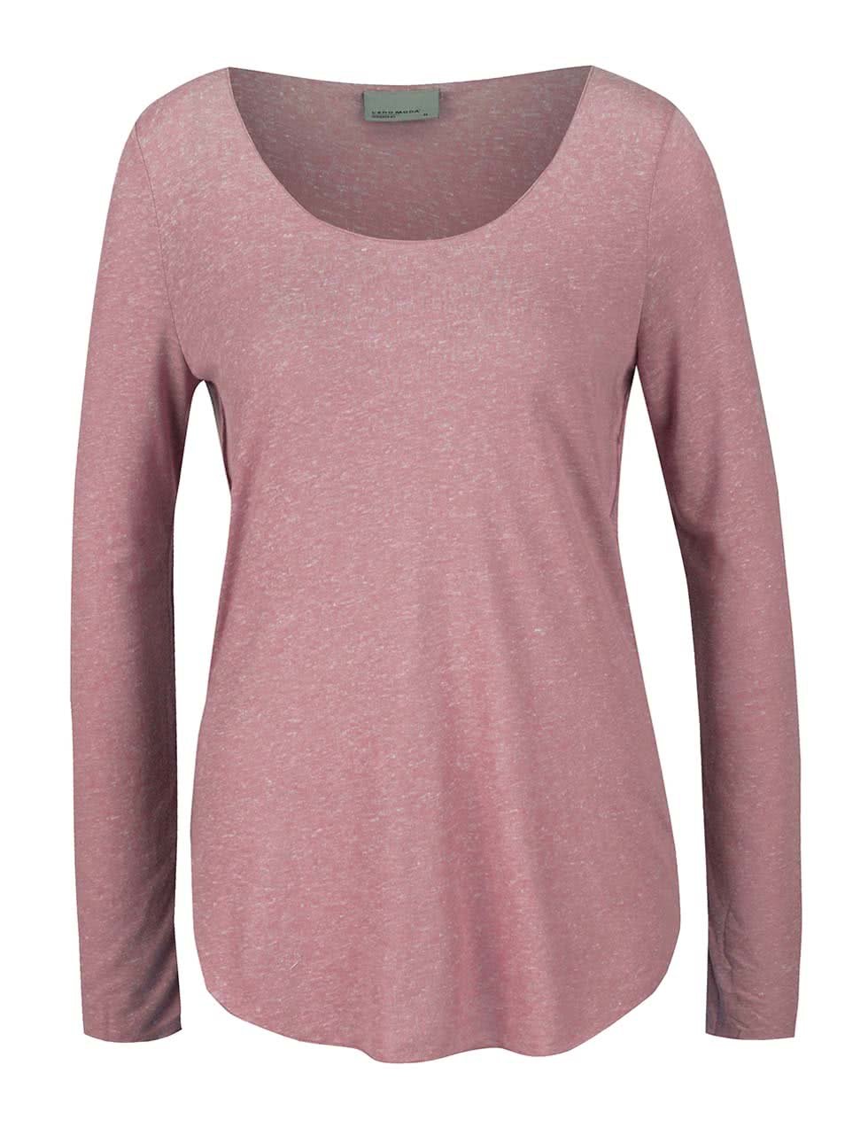 Růžové žíhané tričko s dlouhými rukávy Vero Moda Lua