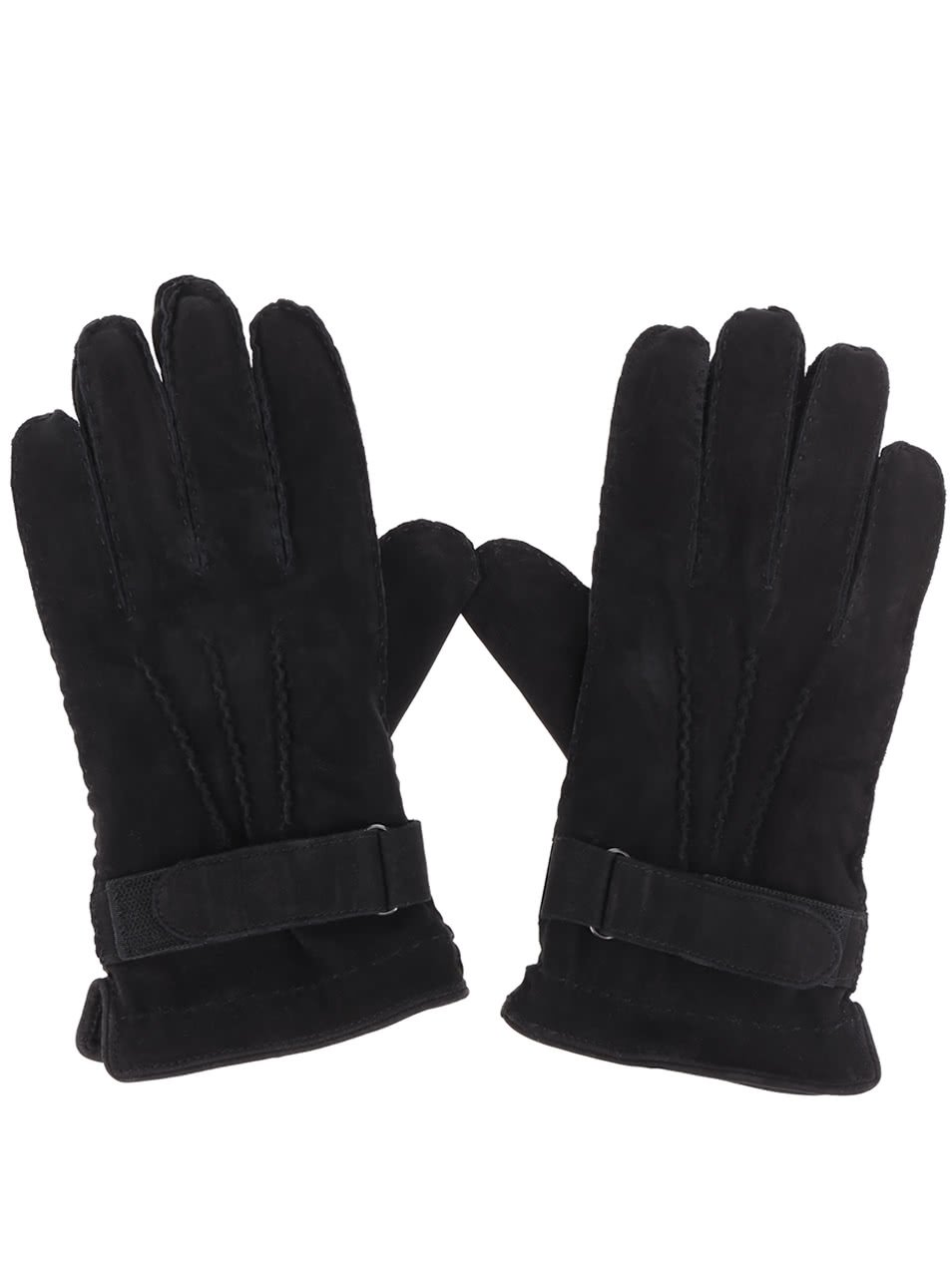 Černé pánské kožené rukavice s.Oliver