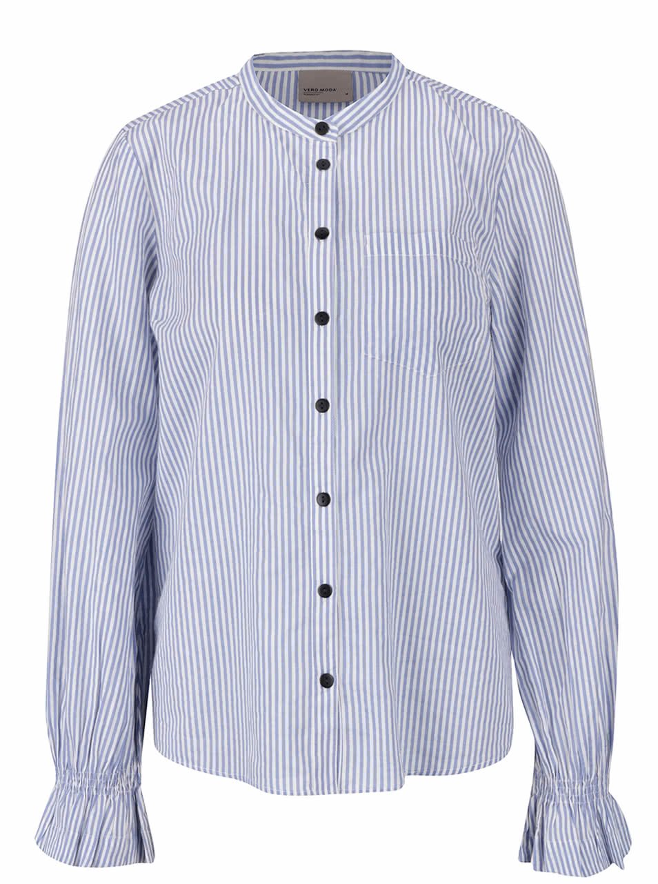 Bílo-modrá pruhovaná košile s nařasenými rukávy Vero Moda Saki