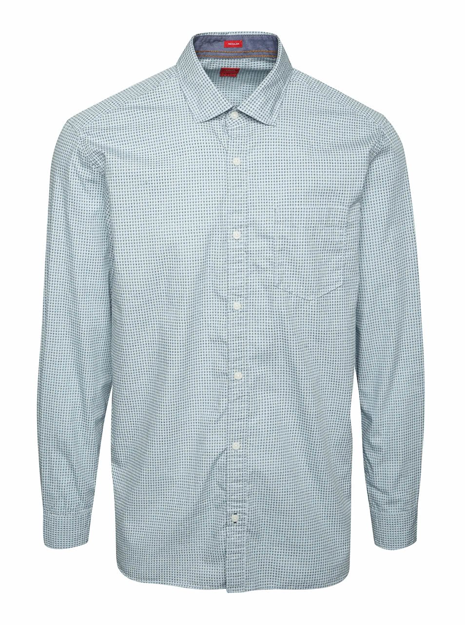 Světle modrá pánská regular fit košile se vzorem a kapsou s.Oliver