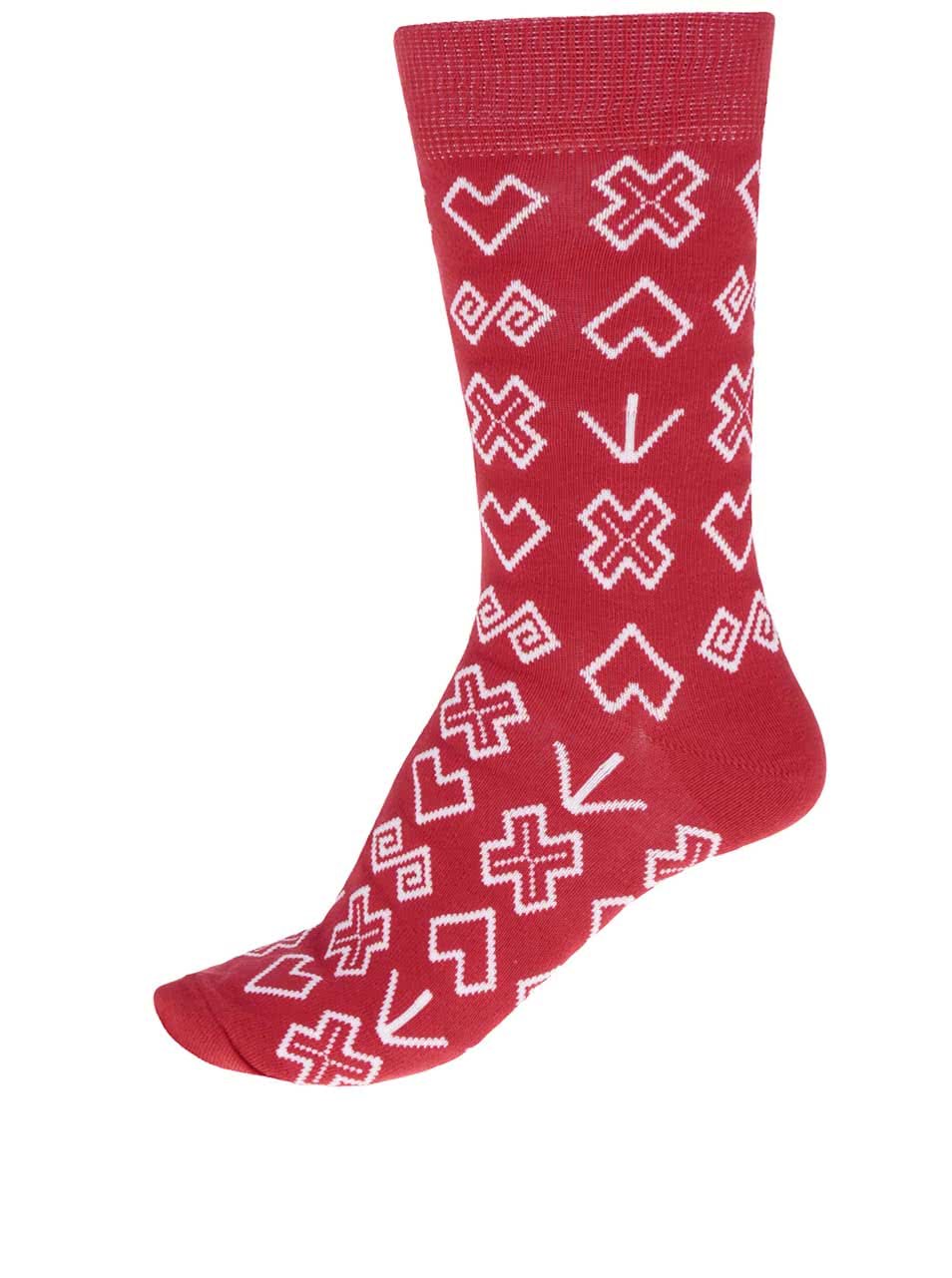 Červené pánské vzorované ponožky Puojd Šampiónky