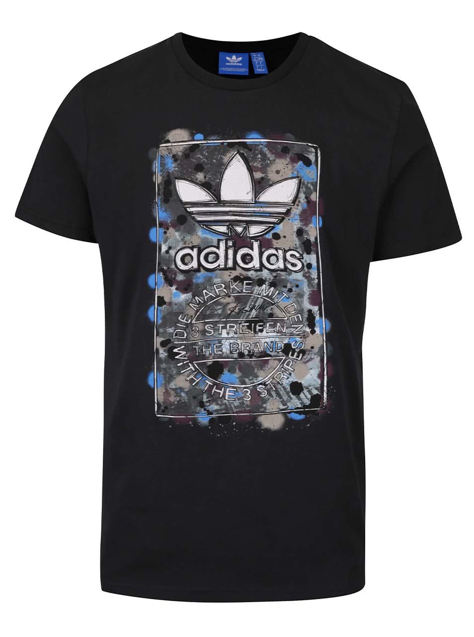 Černé pánské triko s barevným potiskem adidas Originals