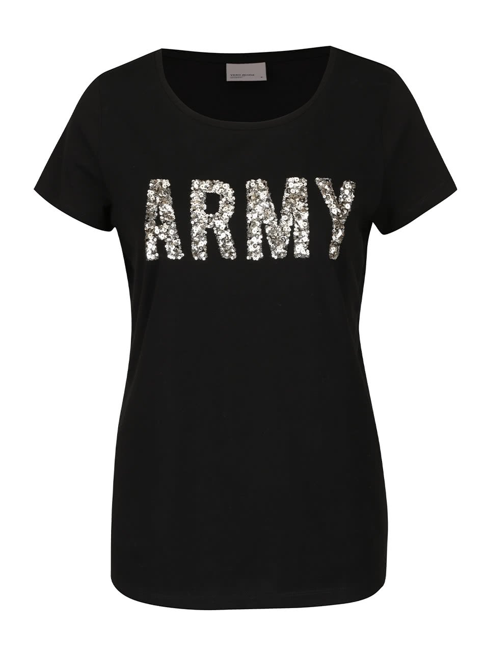 Černé tričko s flitrovou aplikací Vero Moda Army
