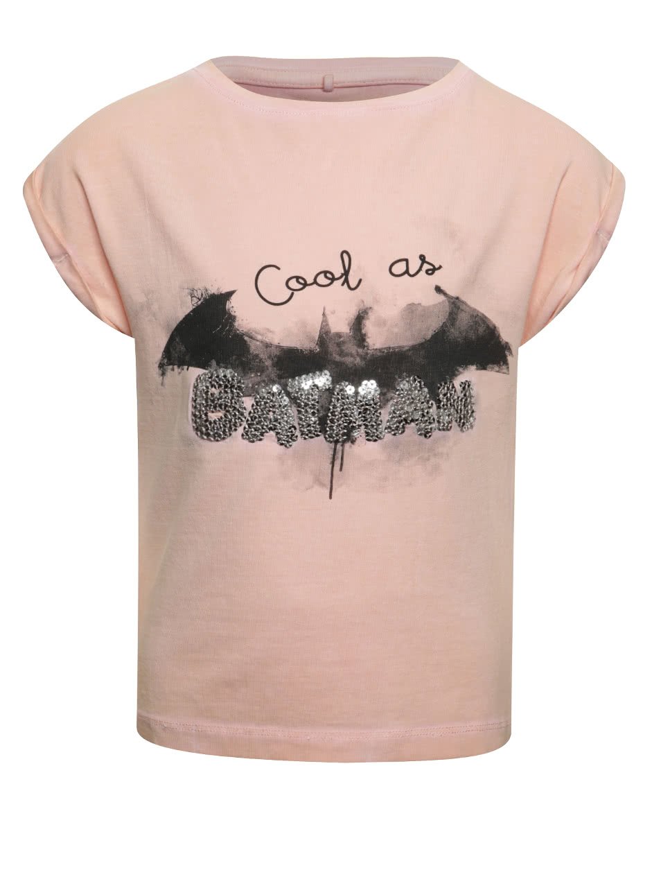 Světle růžové holčičí tričko s potiskem netopýra name it Batman