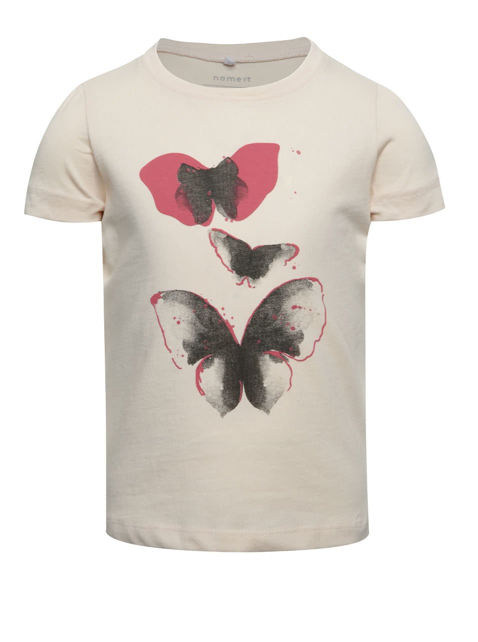 Světle růžové holčičí tričko s potiskem motýlů name it Veen Jolly