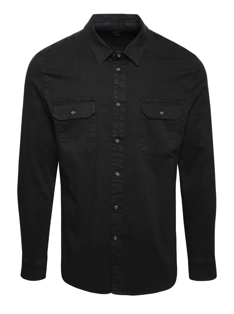 Černá denimová košile Burton Menswear London
