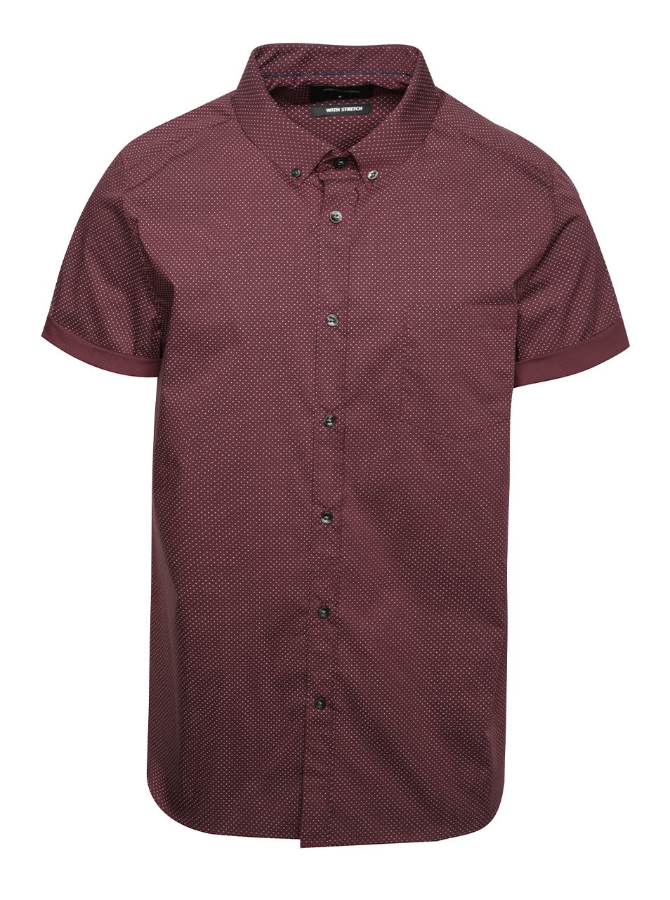 Vínová puntíkovaná košile s krátkým rukávem Burton Menswear London