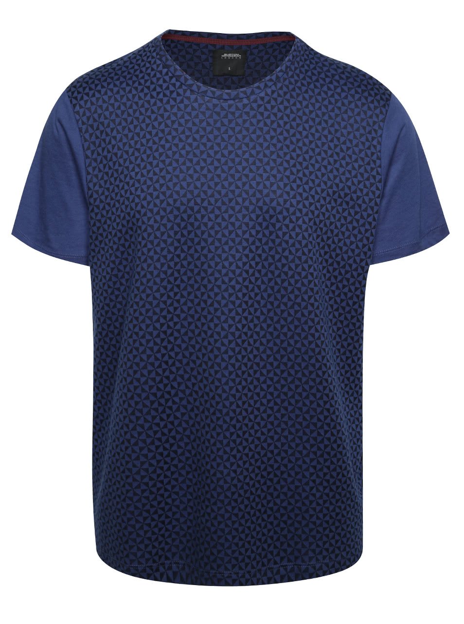 Tmavě modré triko s geometrickým vzorem Burton Menswear London