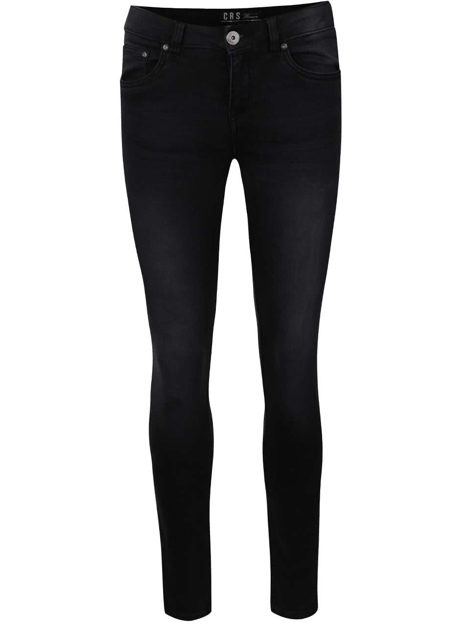 Tmavě šedé dámské skinny džíny s vyšisovaným efektem Cars Tyra