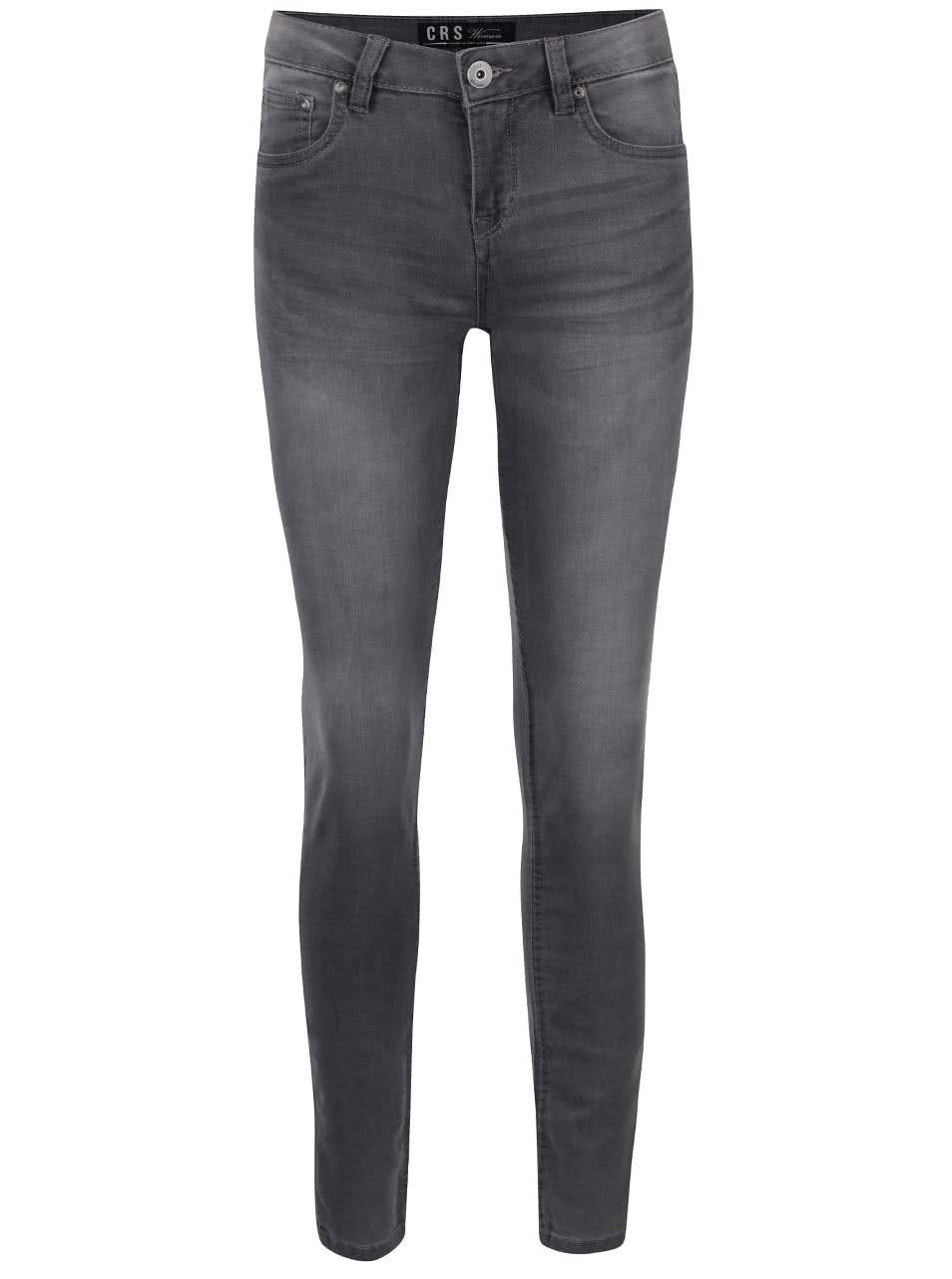 Světle šedé dámské skinny džíny s vyšisovaným efektem Cars Tyra