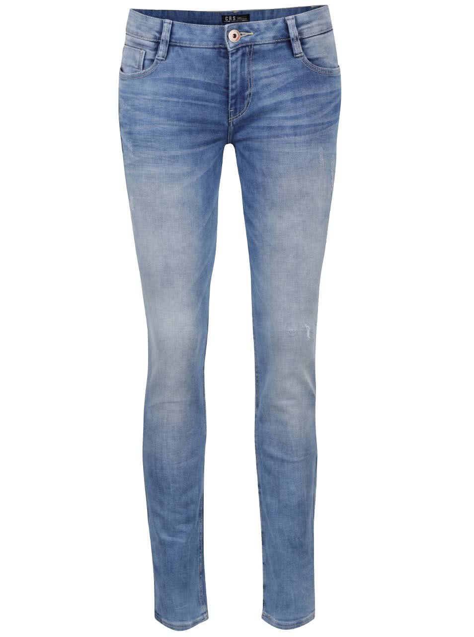 Světle modré dámské skinny džíny s vyšisovaným efektem Cars Gaby