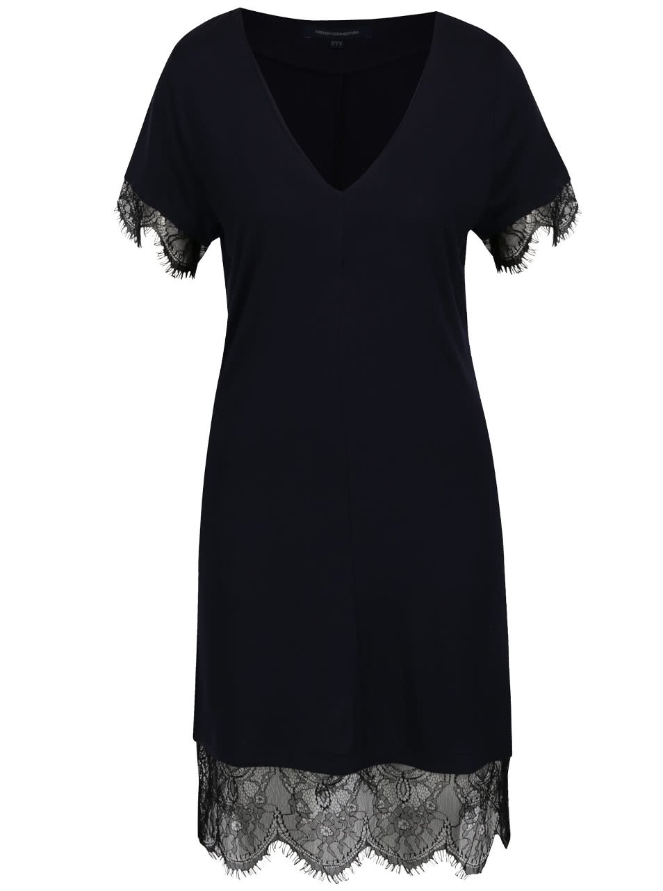 Černo-modré šaty s krajkovými lemy French Connection Swift